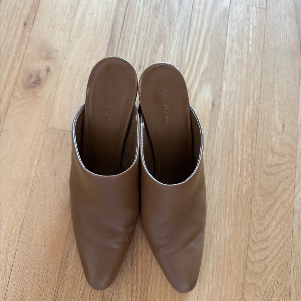 Vince Camel Leather Mules